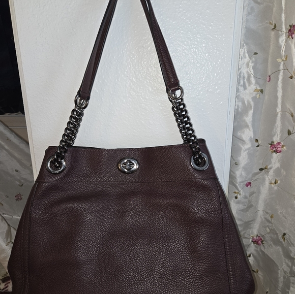 Coach Turnlock Edie Deep Purple Shoulder Bag Handbag Purse - Picture 2 of 9